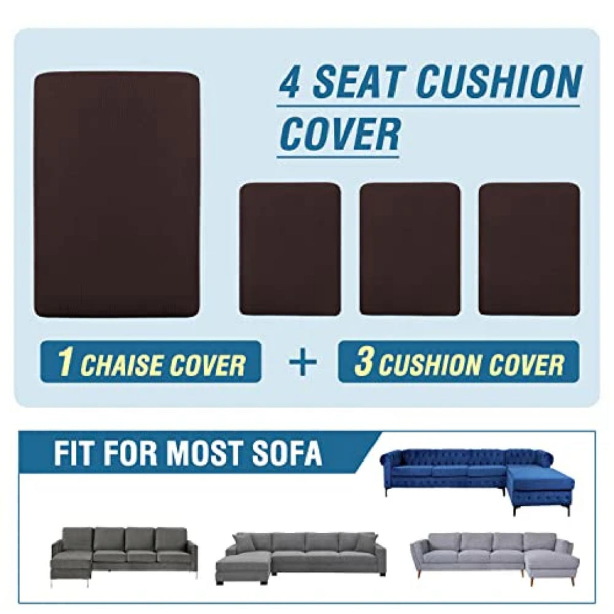 Sectional Couch Covers 3 Pieces Sofa Seat Cushion Covers L Shape Separate