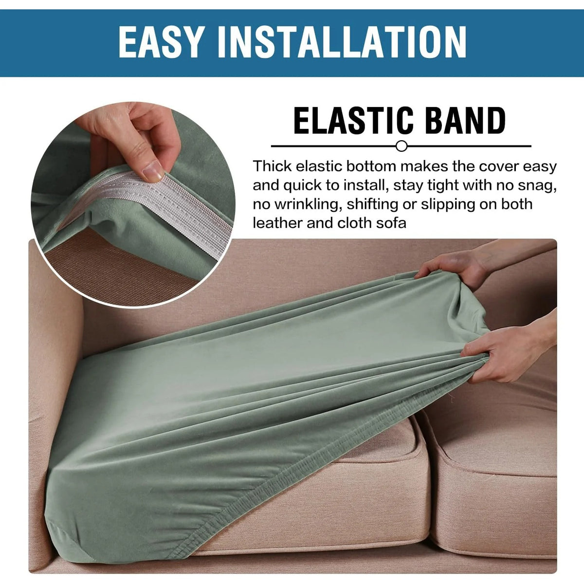 Velvet Stretch Couch Cushion Cover Plush Cushion Slipcover