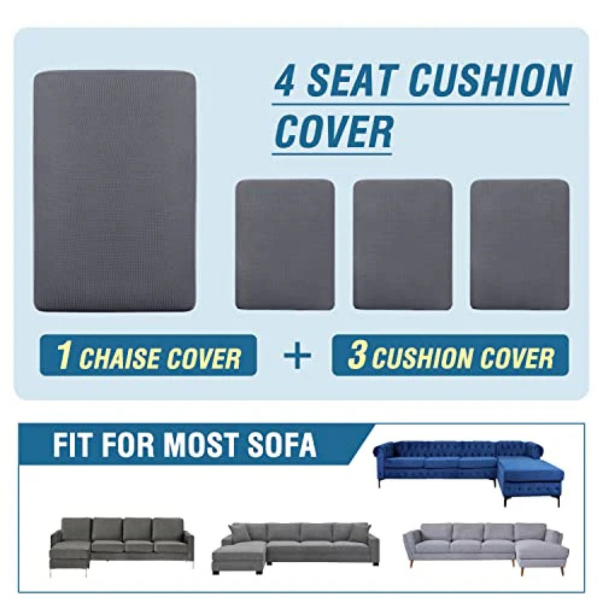 Sectional Couch Covers 3 Pieces Sofa Seat Cushion Covers L Shape Separate