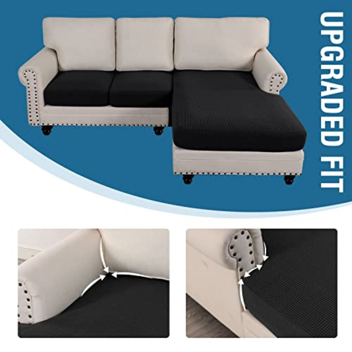 Sectional Couch Covers 3 Pieces Sofa Seat Cushion Covers L Shape Separate