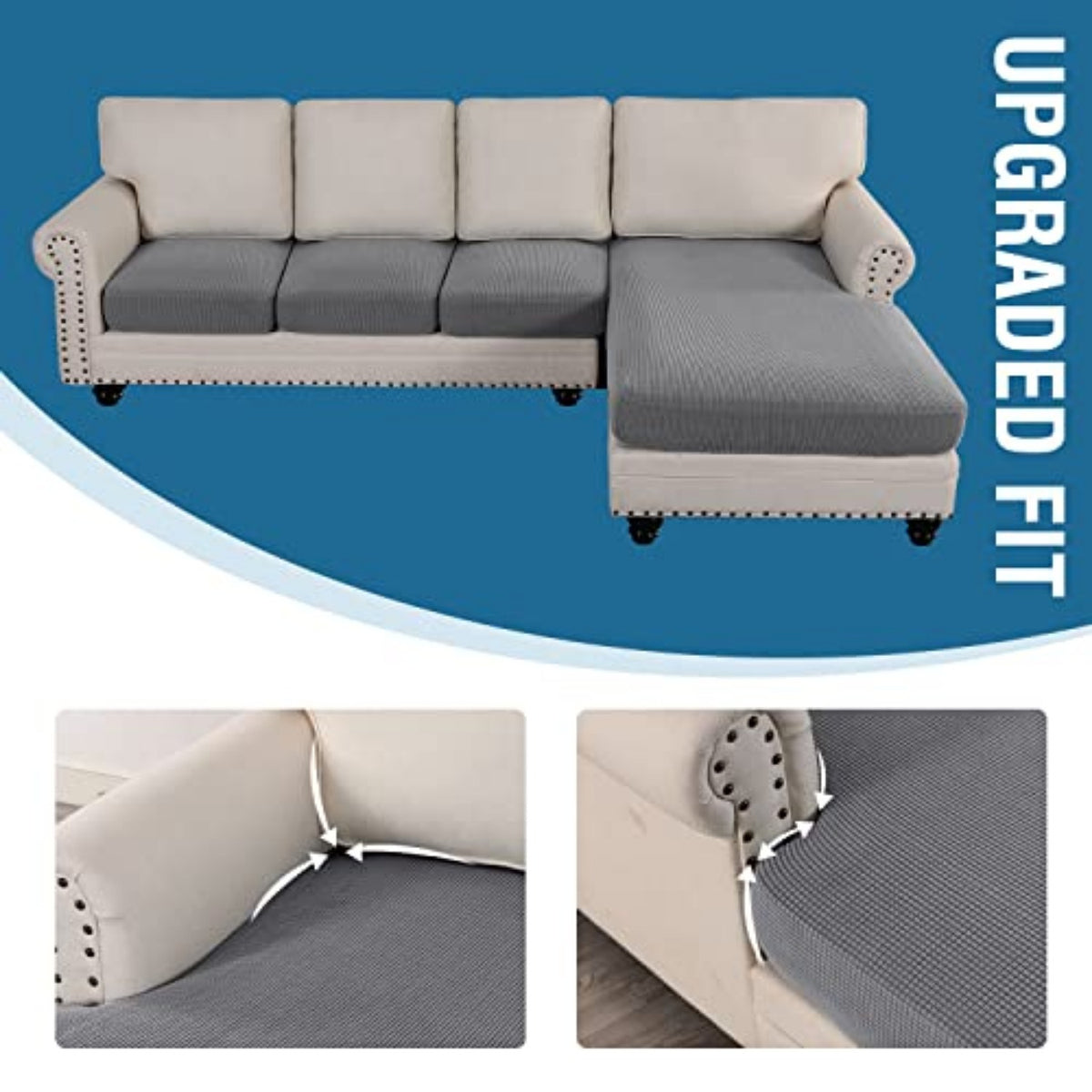 Sectional Couch Covers 3 Pieces Sofa Seat Cushion Covers L Shape Separate