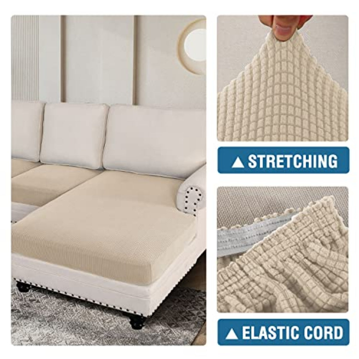 Sectional Couch Covers 3 Pieces Sofa Seat Cushion Covers L Shape Separate