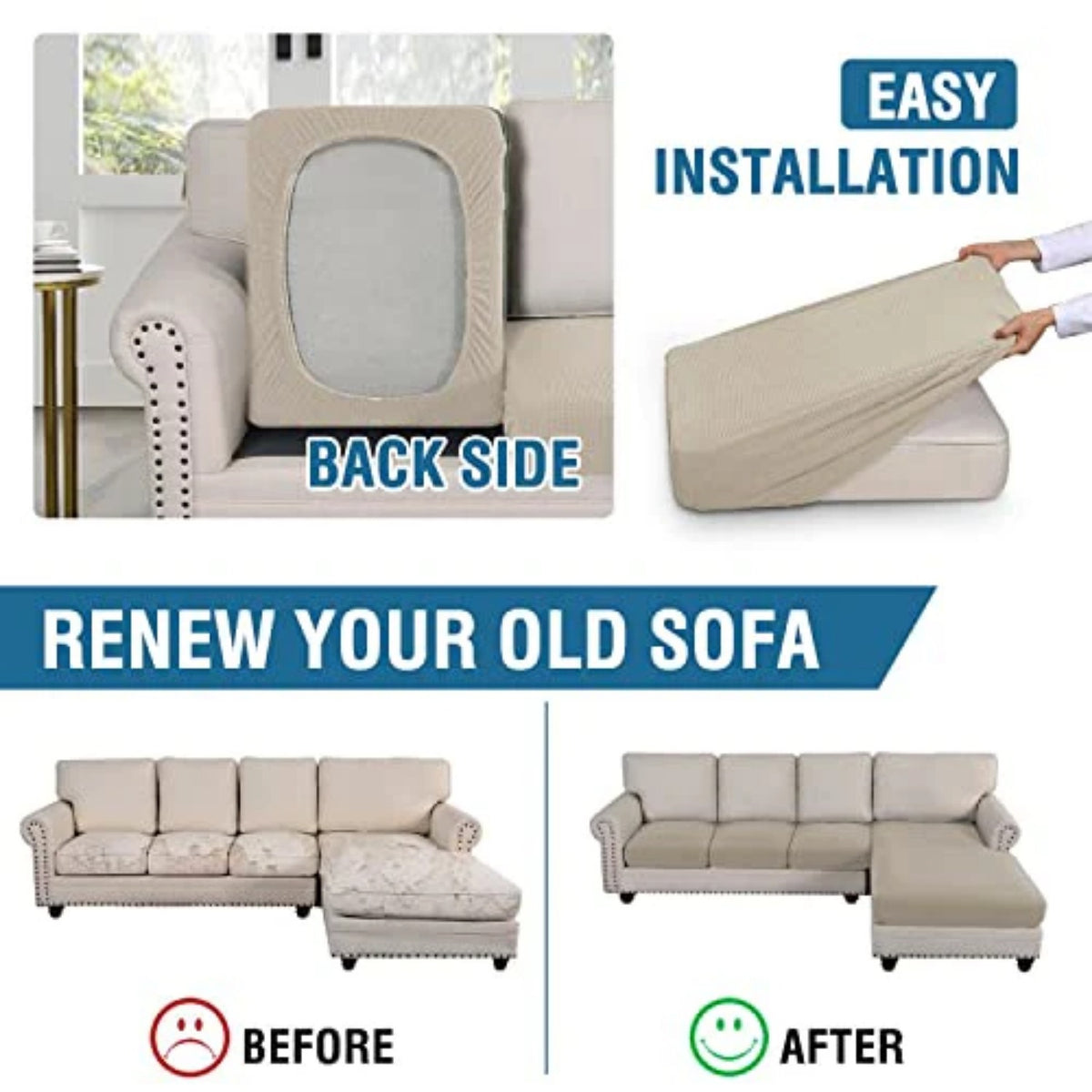 Sectional Couch Covers 3 Pieces Sofa Seat Cushion Covers L Shape Separate