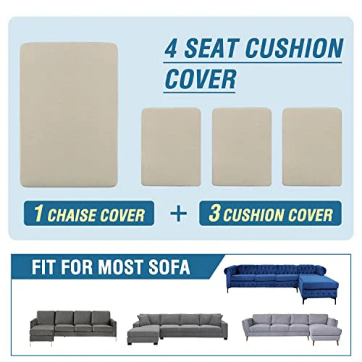 Sectional Couch Covers 3 Pieces Sofa Seat Cushion Covers L Shape Separate