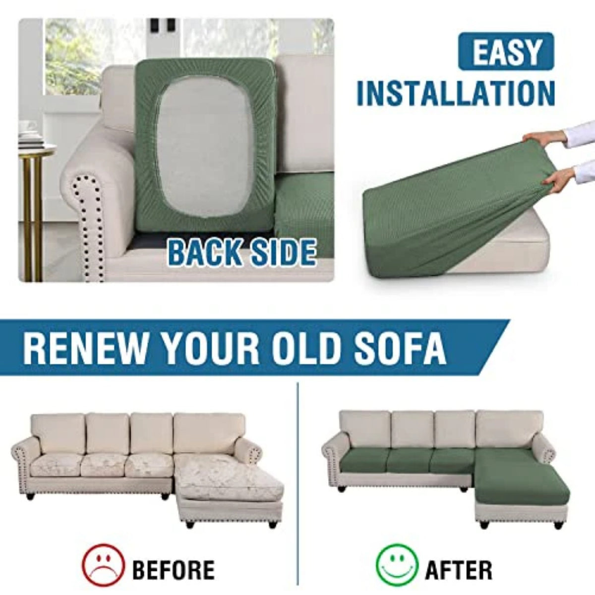 Sectional Couch Covers 3 Pieces Sofa Seat Cushion Covers L Shape Separate