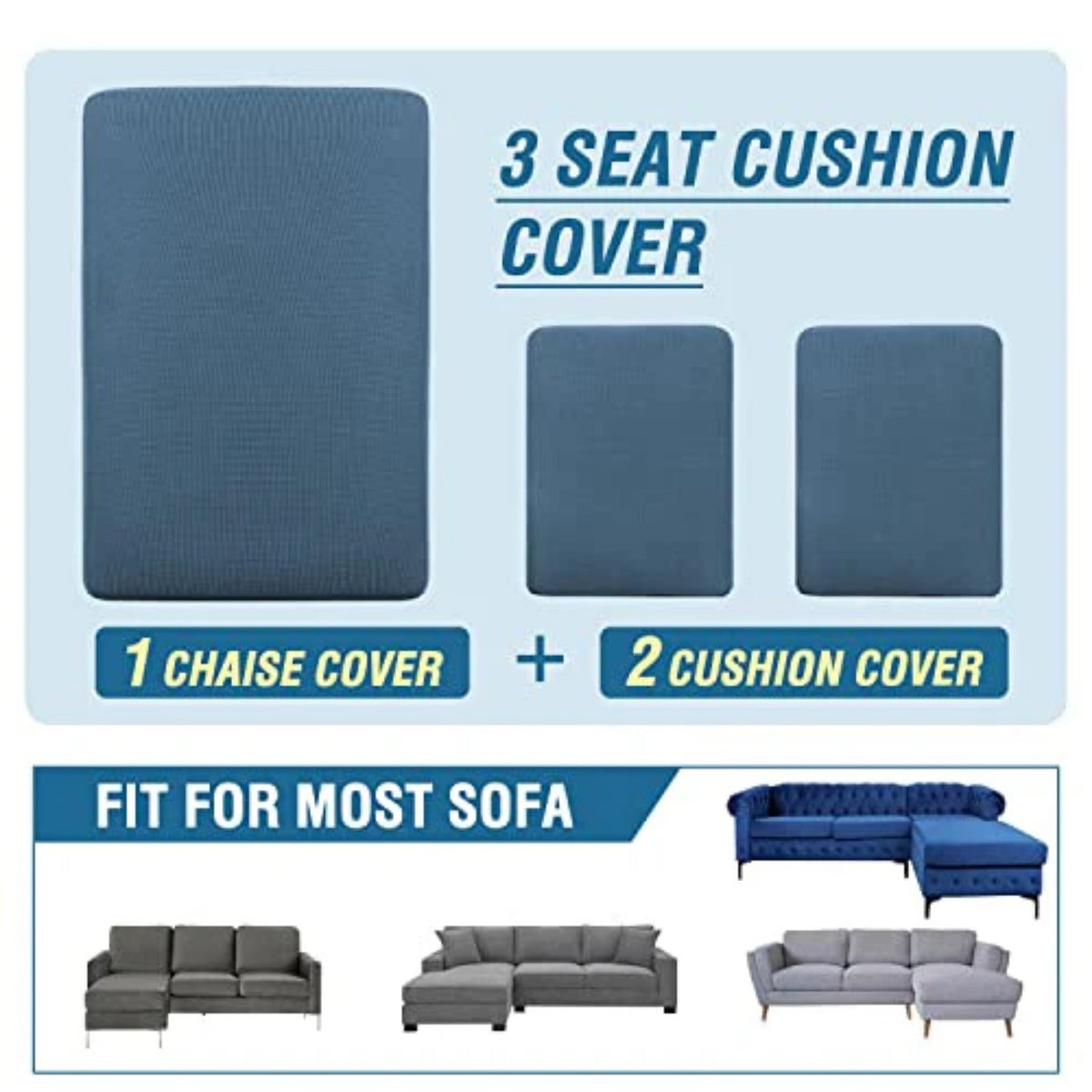 Sectional Couch Covers 3 Pieces Sofa Seat Cushion Covers L Shape Separate