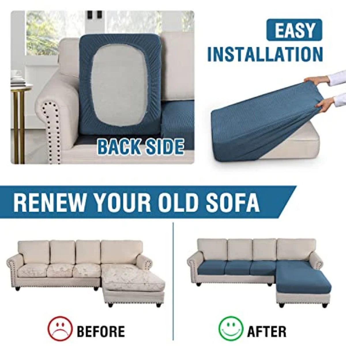 Sectional Couch Covers 3 Pieces Sofa Seat Cushion Covers L Shape Separate