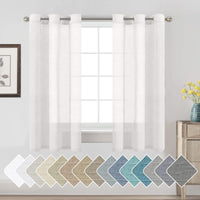 Natural Linen Semi Sheer Curtains Grommet Soft Privacy Drapes