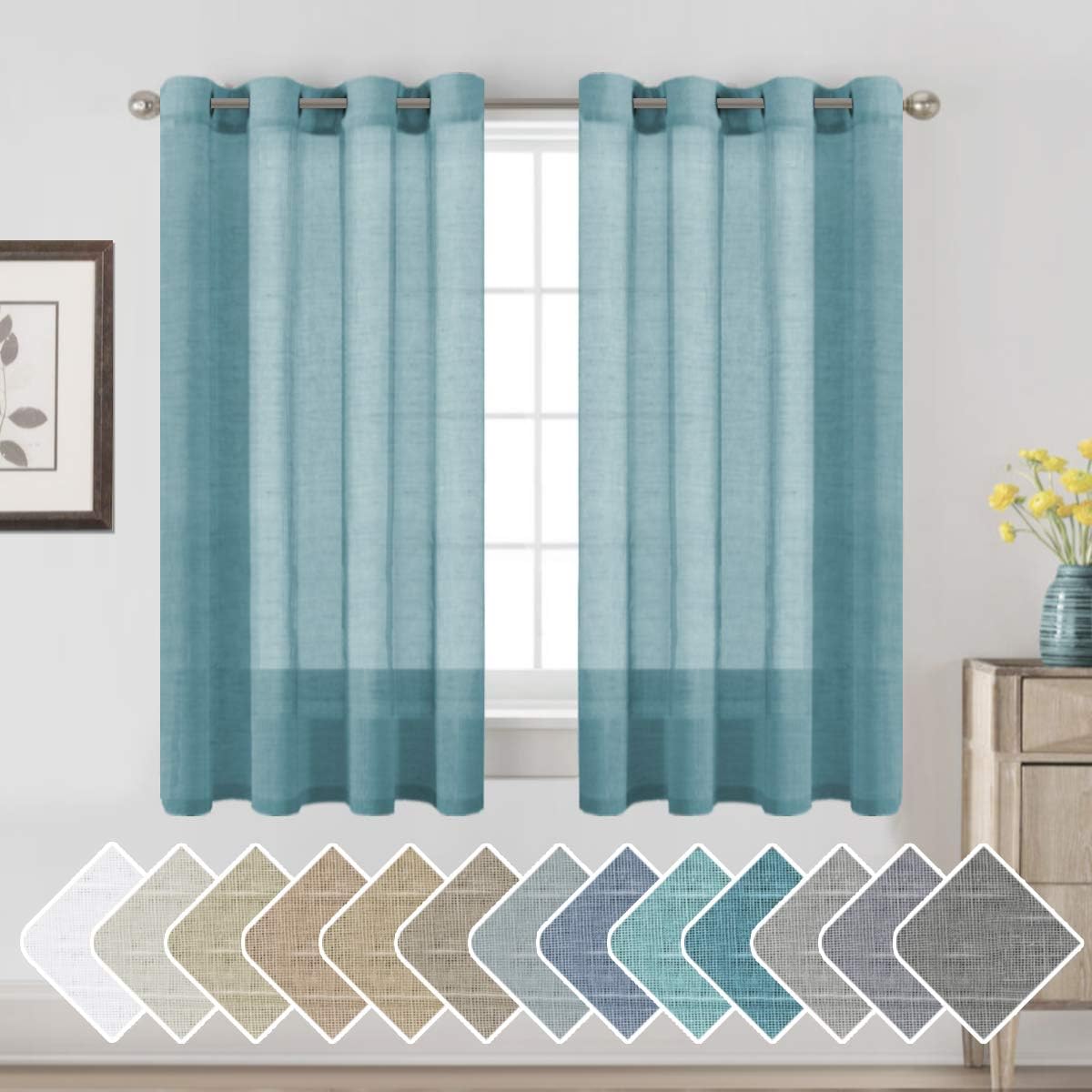 Natural Linen Semi Sheer Curtains Grommet Soft Privacy Drapes