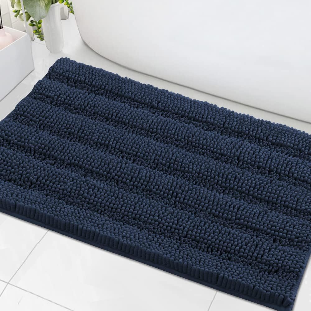 1pc Bath Rugs for Bathroom Non Slip Bath Mats Extra Thick Chenille Striped Rug