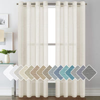 Natural Linen Semi Sheer Curtains Grommet Soft Privacy Drapes
