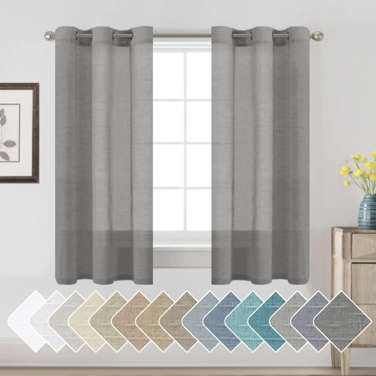 Natural Linen Semi Sheer Curtains Grommet Soft Privacy Drapes