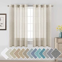 Natural Linen Semi Sheer Curtains Grommet Soft Privacy Drapes