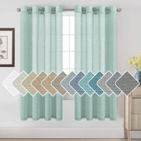 Natural Linen Semi Sheer Curtains Grommet Soft Privacy Drapes
