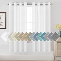 Natural Linen Semi Sheer Curtains Grommet Soft Privacy Drapes