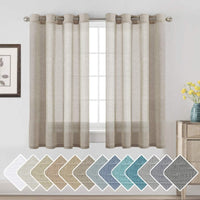 Natural Linen Semi Sheer Curtains Grommet Soft Privacy Drapes