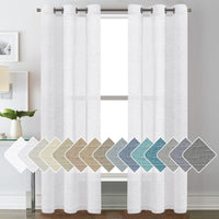 Natural Linen Semi Sheer Curtains Grommet Soft Privacy Drapes