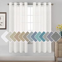 Natural Linen Semi Sheer Curtains Grommet Soft Privacy Drapes