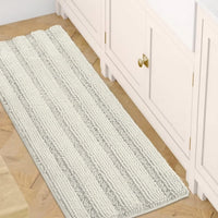 1pc Bath Rugs for Bathroom Non Slip Bath Mats Extra Thick Chenille Striped Rug