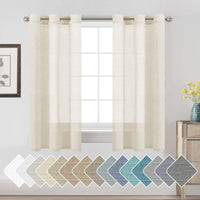 Natural Linen Semi Sheer Curtains Grommet Soft Privacy Drapes