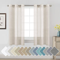 Natural Linen Semi Sheer Curtains Grommet Soft Privacy Drapes