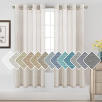 Natural Linen Semi Sheer Curtains Grommet Soft Privacy Drapes