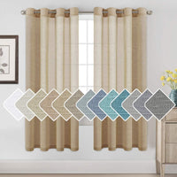 Natural Linen Semi Sheer Curtains Grommet Soft Privacy Drapes