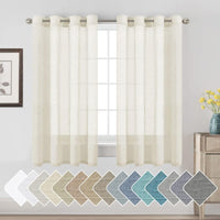 Natural Linen Semi Sheer Curtains Grommet Soft Privacy Drapes