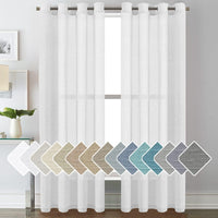 Natural Linen Semi Sheer Curtains Grommet Soft Privacy Drapes