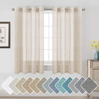 Natural Linen Semi Sheer Curtains Grommet Soft Privacy Drapes