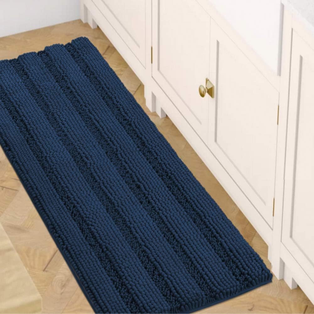 1pc Bath Rugs for Bathroom Non Slip Bath Mats Extra Thick Chenille Striped Rug
