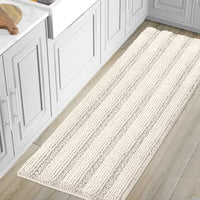 1pc Bath Rugs for Bathroom Non Slip Bath Mats Extra Thick Chenille Striped Rug