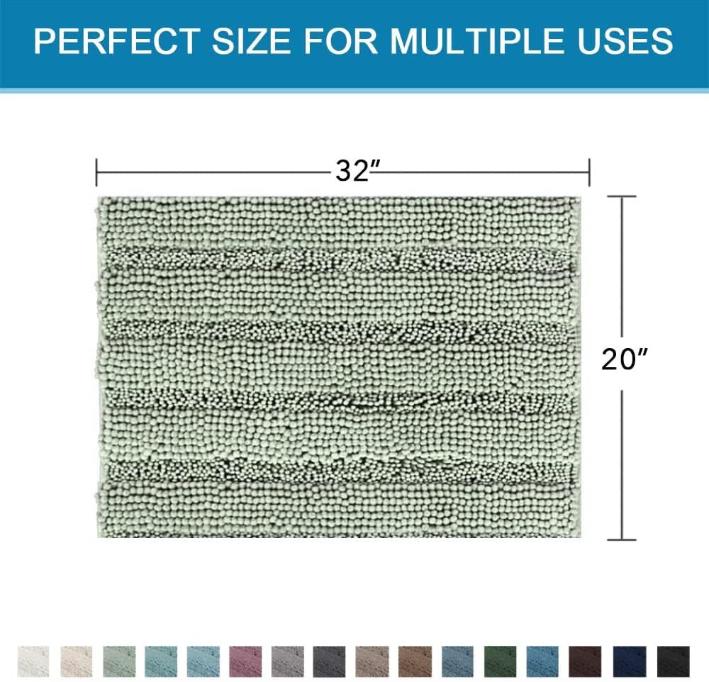 1pc Bath Rugs for Bathroom Non Slip Bath Mats Extra Thick Chenille Striped Rug