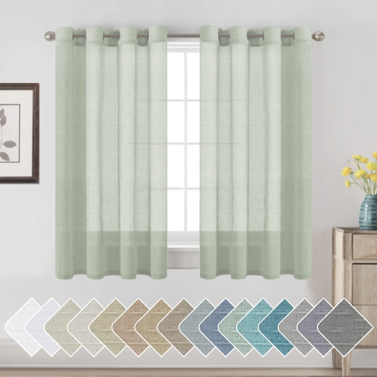 Natural Linen Semi Sheer Curtains Grommet Soft Privacy Drapes