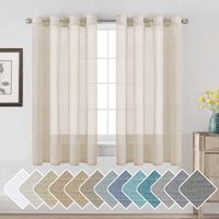 Natural Linen Semi Sheer Curtains Grommet Soft Privacy Drapes