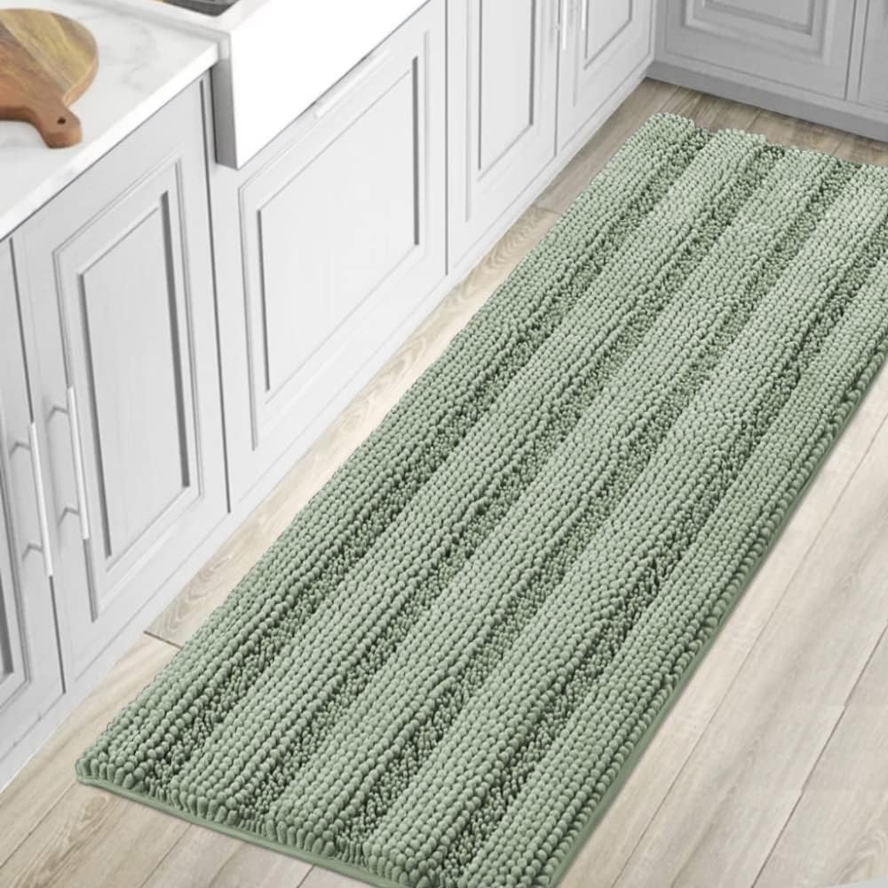 1pc Bath Rugs for Bathroom Non Slip Bath Mats Extra Thick Chenille Striped Rug