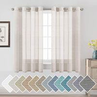 Natural Linen Semi Sheer Curtains Grommet Soft Privacy Drapes