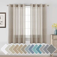 Natural Linen Semi Sheer Curtains Grommet Soft Privacy Drapes