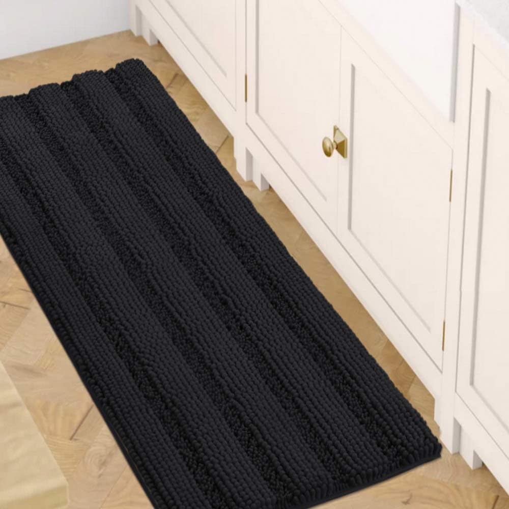 1pc Bath Rugs for Bathroom Non Slip Bath Mats Extra Thick Chenille Striped Rug