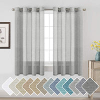 Natural Linen Semi Sheer Curtains Grommet Soft Privacy Drapes