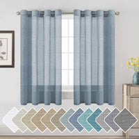 Natural Linen Semi Sheer Curtains Grommet Soft Privacy Drapes