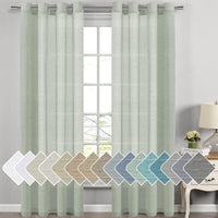 Natural Linen Semi Sheer Curtains Grommet Soft Privacy Drapes