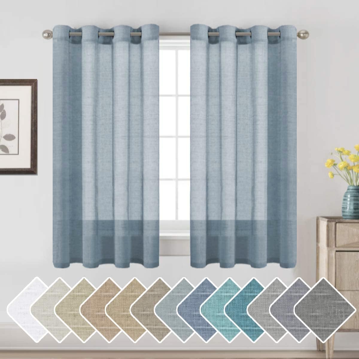 Natural Linen Semi Sheer Curtains Grommet Soft Privacy Drapes