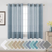 Natural Linen Semi Sheer Curtains Grommet Soft Privacy Drapes