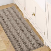 1pc Bath Rugs for Bathroom Non Slip Bath Mats Extra Thick Chenille Striped Rug