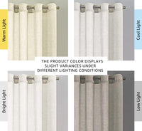 Natural Linen Semi Sheer Curtains Grommet Soft Privacy Drapes