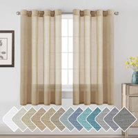 Natural Linen Semi Sheer Curtains Grommet Soft Privacy Drapes