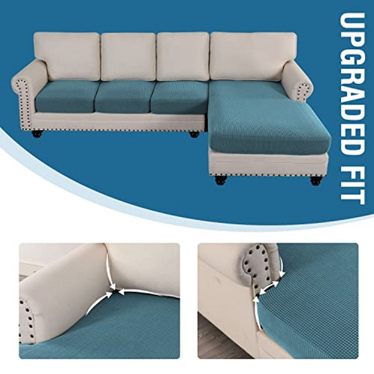 Sectional Couch Covers 3 Pieces Sofa Seat Cushion Covers L Shape Separate