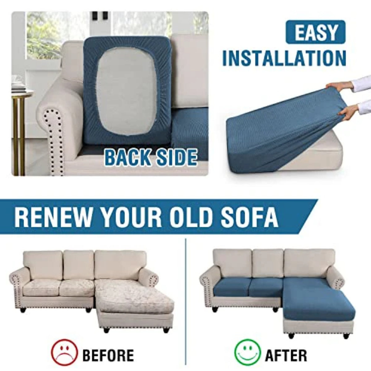 Sectional Couch Covers 3 Pieces Sofa Seat Cushion Covers L Shape Separate