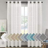 Natural Linen Semi Sheer Curtains Grommet Soft Privacy Drapes